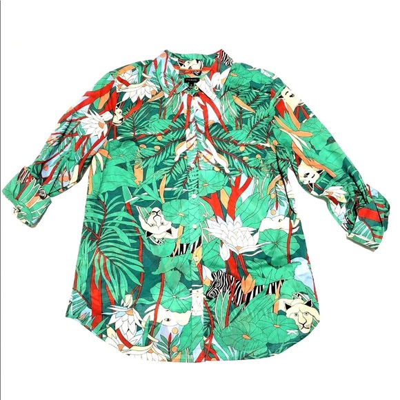 ⬇️$22 Talbots Jungle Tropical print blouse top - Picture 1 of 8